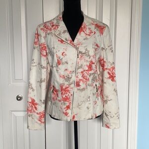 Conrad C Collection Size 8 Stretchy Cotton Floral Zip Up Jacket With Pockets